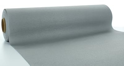 Sovie Horeca Linclass Airlaid Tischläufer Silber - 40cm x 24m - Einfarbiger Einmal-Tischläufer - Perforierung alle 120cm - Ideal für Dekorationen