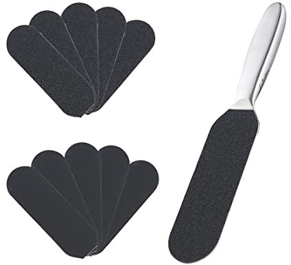 Hornhauthobel, Pediküre Fußdatei und Callus-Entferner für Hard Skin, Edelstahl Fuß Rasp Datei mit zehn kostenlose Nachfüllgrits doppelseitige Ersatz Pads easy Füße Scrubber