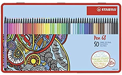 STABILO - Premium-Filzstift - Pen 68-50er Metalletui - mit 46 verschiedenen Farben