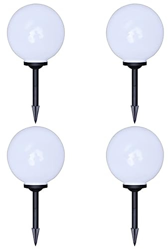 vidaXL 4x Wegeleuchte LED Kugel Solarkugel Gartenlampe Kugelleuchte Außenlampe Solarlampe Solarleuchte Außenleuchte Gartenleuchte 30cm mit Erdspieß