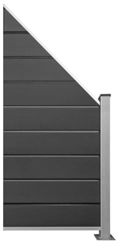 HORI WPC Sichtschutz-Zaun Design Komplettset Stecksystem Robuster Windschutz Modernes Lamellenzaun; Ideal für Garten & Terrasse - Anbauelement Schräg - zum Einbetonieren - Anthrazit