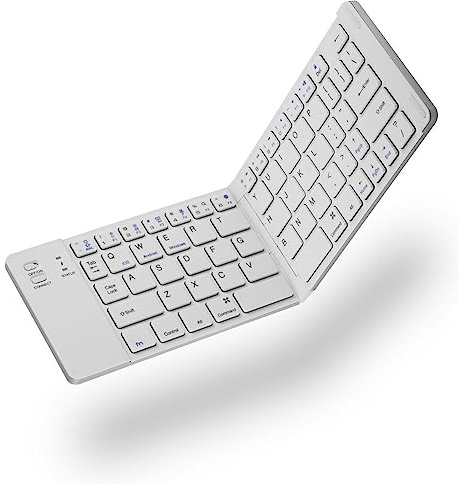 Lazmin112 Tastiera Bluetooth Portatile Pieghevole, Tastiera Wireless Pieghevole Magnetica Ultra Sottile per iOS Android