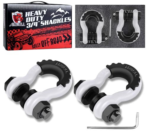 AMBULL Grilletes de Anillo en D de 3/4 Pulgadas (Paquete de 2) 42 Libras de Resistencia a la Rotura con Pasador de 7/8 Pulgadas, Tornillos de Seguridad antirrobo, Kits de Aislamiento y arandela para