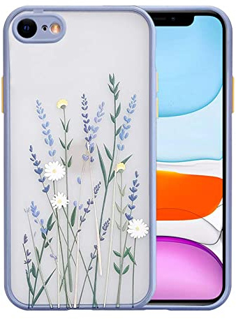 Ownest Kompatibel Mit iPhone 8, SE 2020, SE 2022 Und 7 Hülle - Lavendel Blumen Aesthetic Transparent Mädchen Handyhülle in Lila