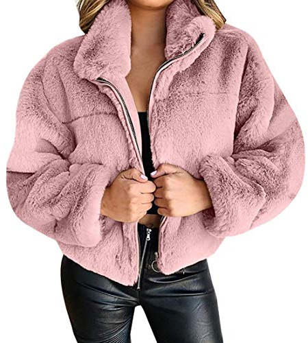 Onsoyours Damen Weste Winter Kunstpelz Weste Ärmellose Fellweste Große Größen Jacke Winterjacke Lange Mantel Oberteile Outwear Warm Pelzweste Pelzjacke Pelzmantel Rosa 3XL