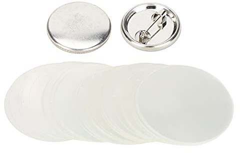 100 Stück weiße Anstecknadeln, rund, Sicherheit, Abzeichen, Emblem, Medaille, Zubehör für Handwerk, Geschenke, Souvenirs (Silber) (32 mm Metallabzeichen)