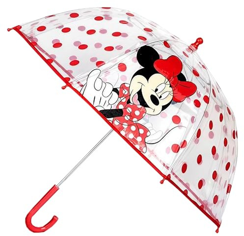 ABG Accessories ABG girls Kids Clear for Rain Girl's, Transparent with an Easy Grip Handle, Dome Windproof, Bubble Umbrella, Minnie Mouse, Age 3-10 US