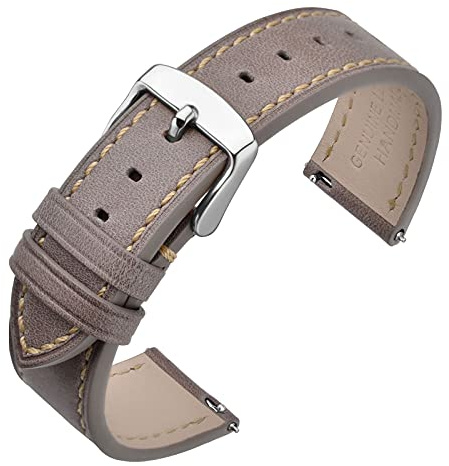 ANNEFIT Uhrenarmband 16mm 17mm 18mm 19mm 20mm 21mm 22mm, Schnellverschluss Lederarmband Ersatz mit Edelstahl Metall Schließe