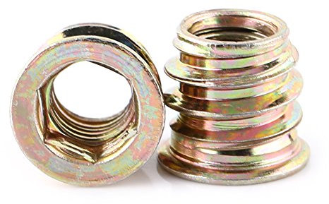20Pcs Hex Socket Screw-in Insert Nut, Zinc Plated Carbon Steel Drive Insert Nuts, Coarse Threaded Pitch, for Wood Furniture(M8*13mm)
