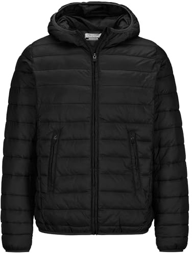 Kappa Chaqueta para hombre, acolchada y acolchada, fabricada en nailon de lanzadera. Regular Fit., Negro, L