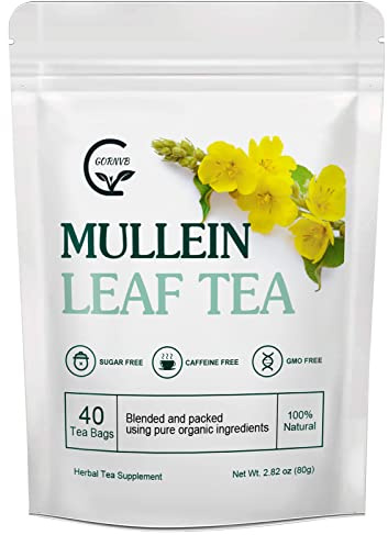 Mullein Leaf Tea Bags - Lungs Cleanse and Respiratory Support, Herbal Teas, Caffeine Free, 40 Tea Bags