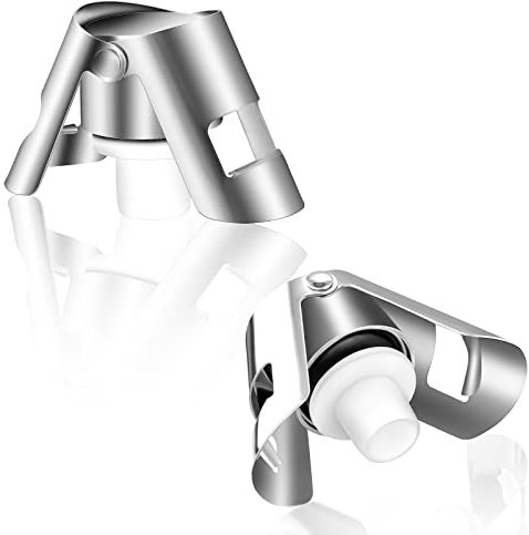 Champagne Stopper, Hononwii Stainless Steel Vacuum Sealed Wine Stoppers for Sparkling Bottle Closure, Leak-Proof Bubble Retaining Saver, 2 Pack