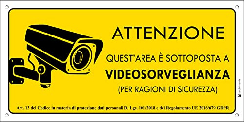PUBBLIMANIA AREA VIDEOSORVEGLIATA Cartello in alluminio composito 3 mm di spessore (Cm 29x14,5) (Area Videosorvegliata)