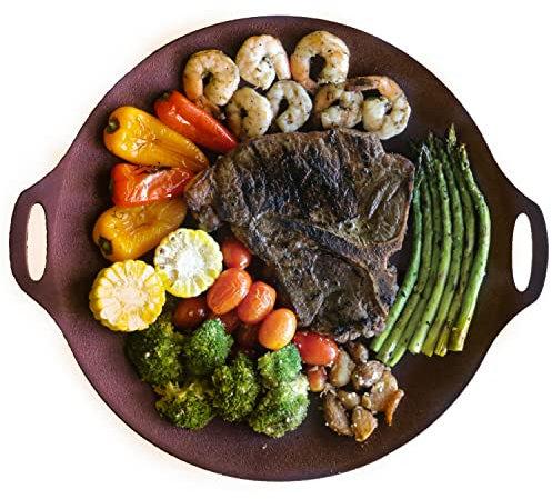 TECHEF - 14-inch Nonstick Round Griddle Grill Pan for Korean BBQ/Teppanyaki Pan, Tawa, Roti Pan/Induction Ready/Made in Korea (14-in)