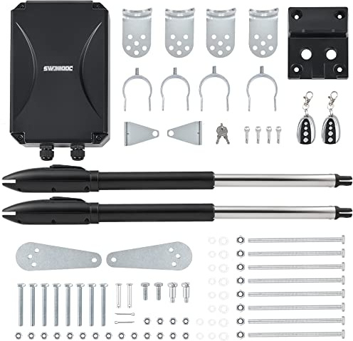 CO-Z Automatic Dual Swing Gate Opener Kit, Electric Gate Opener for Doors up to 660lb*2 18ft, Driveway Home Garden Gate System for Double Swing Gates, Dual Gate Complete Kit with Remote Control