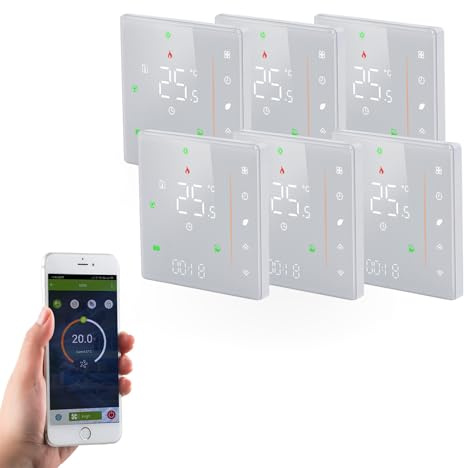Qiumi 5A Termostato WiFi riscaldamento acqua pavimento APP Smart Life Alexa | Termostato 5A 95-240VAC, controllo APP remoto, compatibile Alexa e Google Home per riscaldamento domestico
