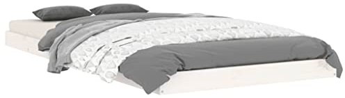 vidaXL Estructura Cama Individual Madera Maciza Pino Blanco 90x190 cm