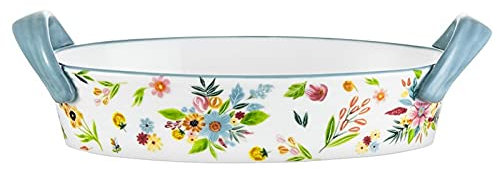 LUCBEI Lasagnera 10.5 Pollici Glassa in Ceramica Piatti in Ceramica Piatti Bakeware/Baker, teglia Ovale con Doppia Maniglia for Cucina e casa Teglie da Forno
