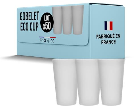 SPARKLERS CLUB Lot de 50 Gobelets Réutilisables ECOCUP 50cl (60cl ras bord) - Gobelet Réutilisable en Polypropylène,Prise en Main facile, Gobelet Eco Cup pour tout évènement