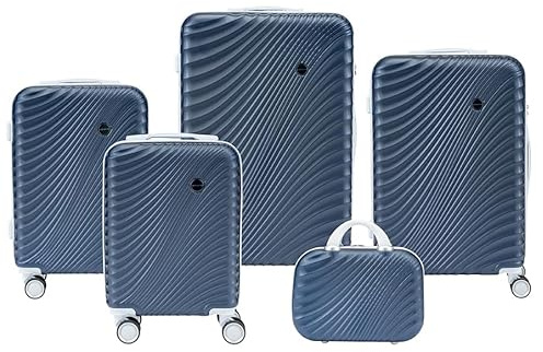 Convector Set Quattro Trolley + Beauty Case Da Viaggio, Valigie Rigide in 5 Dimensioni Con Ruote Girevoli a 360 °, Lucchetto TSA e Struttura in ABS Doppio Strato, Antigraffio e Antiurto