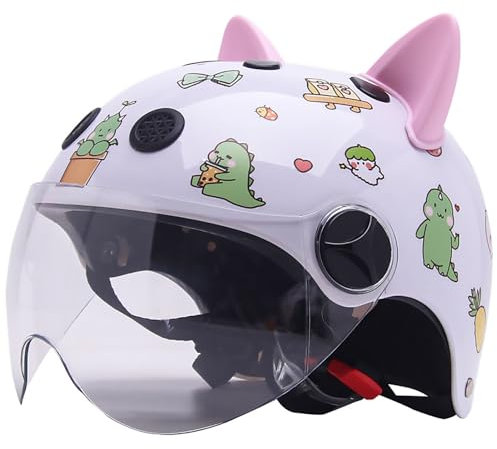 Kinder Motorradhelm, Jungen Und Mädchen Rollerhelm, Mofa Helm, Jethelm Mit Sonnenblende, Fahrradhelm, 47-54Cm, Für 5 Jahre - 12 Jahre Kid. J,47~54cm