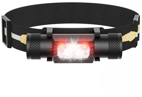 sofirn Bright Red Headlamp Rechargeable, H05B 1200 Lumens Lightweight Head Flashlight with Red Light, Adjustable Headband, 180 Degree Movable Tilt, Head Lamp for Adults Camping Hiking Fishing