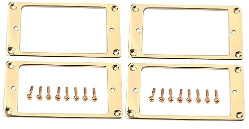 ibasenice 4stücke Teiliges Flacher Metall Humbucker Pickup Montageringe Rahmen Mit Schrauben Goldfarben Robuste Abdeckung Gitarren Für Ersatzteile Und Einfache Installation