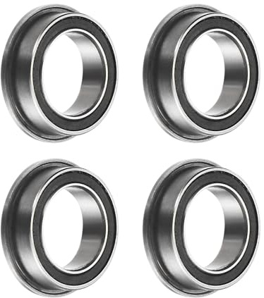 sourcing map MF128-2RS Flanged Ball Bearing, 4pcs 8x12x3.5mm Chrome Steel Double Sealed ABEC1 Flange Bearings