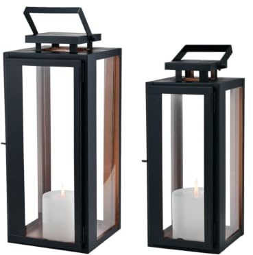 2er Set LED Gartenlaterne Nossa aus Metall Glas modern 38 cm Wohndeko