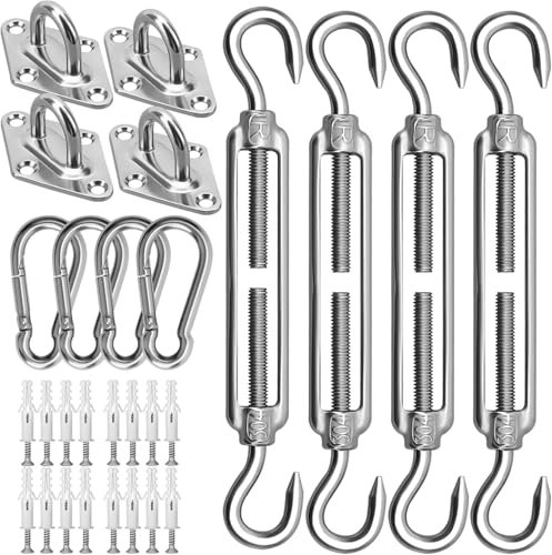 M6 Sun Shade Sail Fixings Kit | Heavy Duty Stainless Steel Hardware for Triangular, Square & Rectangular Sails | Professional Mounting Accessories Set