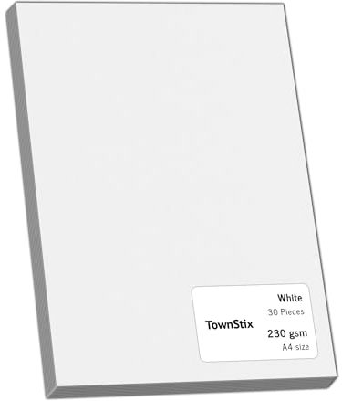 30 Stück, 230gsm - A4 Tonkarton Fotokarton Weiß, Dickes Papier zum Drucken, Kartonpapier Bastelkarton Pappe