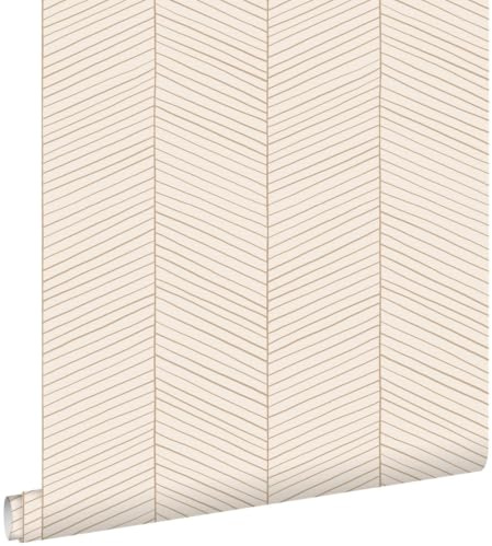 Esta Home Tapete Fischgrätmuster Sandbraun und Beige 53 cm x 10.05 m