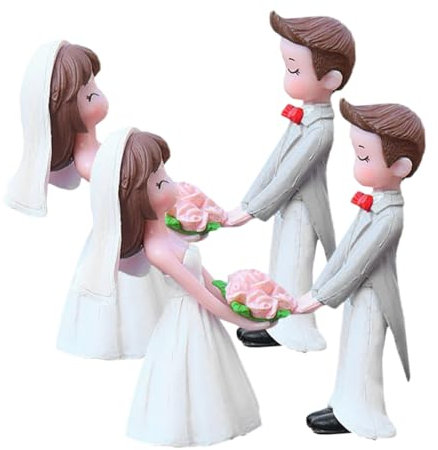 Parliky 2paare Paarfiguren Aus Harz Für Hochzeitstorten-aufsätze Süße Miniatur-paarornamente Als Dekoration Für Innenbereich Geschenk