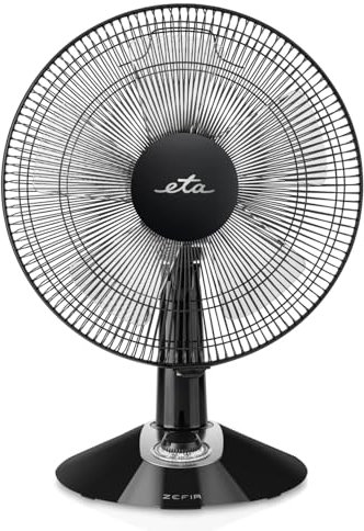 ETA Tischventilator Zefir I 45 W I 30cm Durchmesser I Kompakt & Leicht I 4 Luftstrommodi I LED-Panelbeleuchtung I Oszillationsfunktion