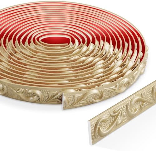 ZTVOWTO 6 Mètres Modanatura per Pareti Stacca e Incolla, Modanatura 3D per Soffitto, Modanatura Decorativa per Cornici di Specchi, Telai di Porte, Soffitti, Decorazioni per La Casa(Champagne Or)