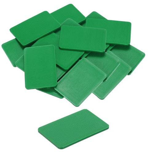 QUARKZMAN 50pcs Cuñas Plásticas, 60x40x3mm (L*An*Grosor) Espaciadores de Plástico Cuñas para Azulejos Placas de Compensación Niveladores Flexibles para Ventanas Muebles Puerta, Verde