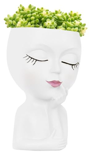 Blumentopf mit Gesicht, Blumentopf mit Gesicht,Blumentopf mit Gesichtskopf - Harz-Gesichts-Pflanzgefäße, Kopf-Pflanzgefäß, Lady-Statue-Pflanztopf, einzigartige Blumentöpfe mit Drainage für Heimdekorat