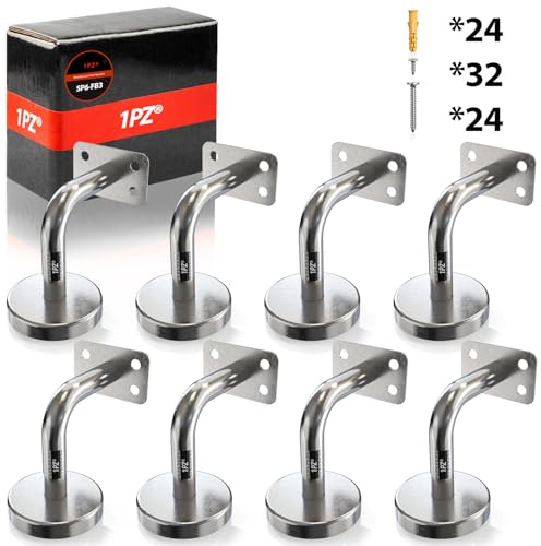 1PZ SP6-FB3 8 piezas soportes de barandilla de acero inoxidable Planos Fijación de barandilla con Tornillos y Anclajes fuertes Para Interiores y Exteriores Casas Jardines Hoteles (Plateado)