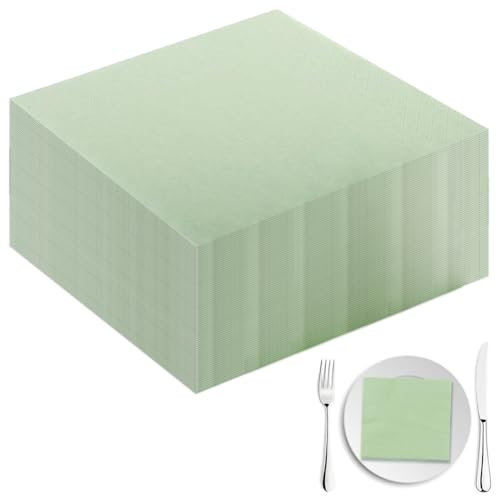 100 Stück Servietten Salbeigrün 25x25cm, Papierservietten für Hochzeit, Abendessen, Geburtstag - Cocktailservietten Grün