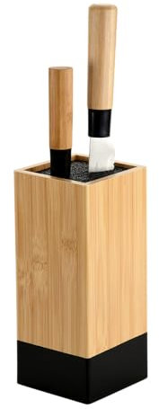 KESPER | Messerblock, Material: Bambus, Kunststoff, Maße: 10 x 10 cm, H: 23 cm, Farbe: Braun, Schwarz | 58030
