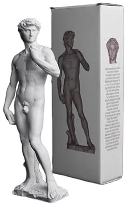 GINGERSHOPONLINE Statua del David di Michelangelo, Riproduzione Artistica, Disponibile in 4 misure, con Scatola e Certificazione (30cm - 11,8)