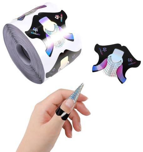 300 Pcs Cartine per Unghie per Gel Nails Art, 1 Rotolo Cartine Extension Model per UV Gel Nail, Autoadesivo Sagome per Unghie Gel Ricostruzione, Cartine Sagome Modello Per Allungamento Unghie (B, A)