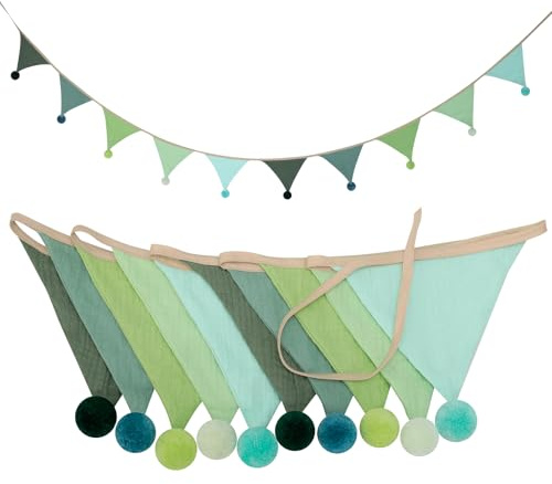 Cozary Fanions Guinguette en Tissu, Banderole Guirlande Fanion pour Chambre d'enfant, Bannière Suspendre pour Chambre à Coucher, Guirlande Anniversaire ou Décoration pour Bébé, Fête, Mariage