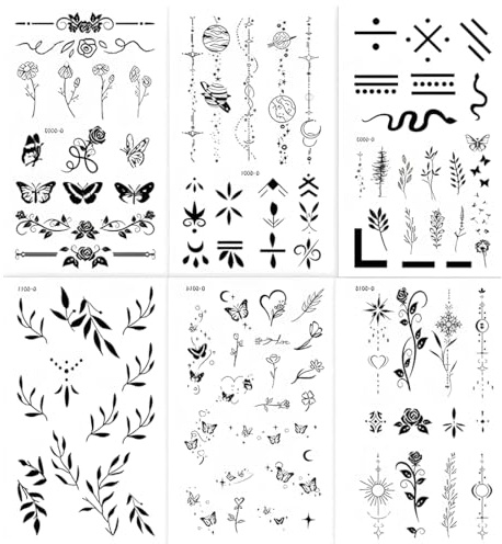 KEQAR 10 Temporäre Tattoos - Mehr als 100 verschiedene Muster von Fake-Tattoos, Finger-Tattoo-Aufkleber für Erwachsene, ideal für Sommer-Partys und andere Gelegenheiten (klein)