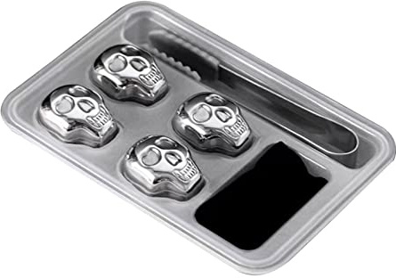 Hattba Pierres de refroidissement réutilisables en acier inoxydable en forme de crâne