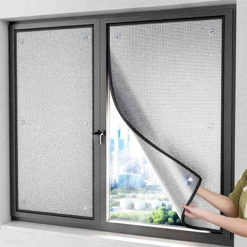 Sonnenschutzfolie Fenster Außen，Wärmeschutzfolie Fenster，Aluminiumfolie Fenster Sichtschutz，Hitzeschutzfolie Mit Saugnapf Für Dachfenster & Wintergarten(90x105cm)