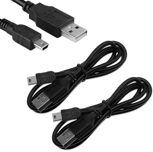 SiumPklay 2 PCS 1.5M Mini USB Cable for PS3 Controller - USB 2.0 Type A to Mini USB Cable Charging Cord for Sony Playstation 3/PS3 Slim/PS Move Controllers GoPro Dash Cam MP3 Player Digital Cameras