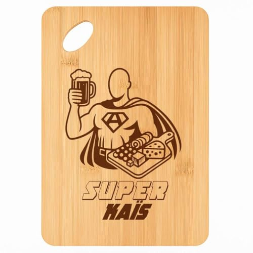 Planche à découper Super Kaïs - Plateau Apéro en Bambou Cadeau Gravé pour Homme Cuisine Barbecue
