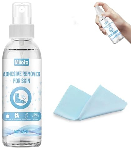 Medical Adhesive Remover Spray, Adhesive Remover for Skin, Oily Formula | Plaster Remover for Skin with a Small Towel, Also Used to Remove Bandages and Residual Glue, Silky Touch, 60ml