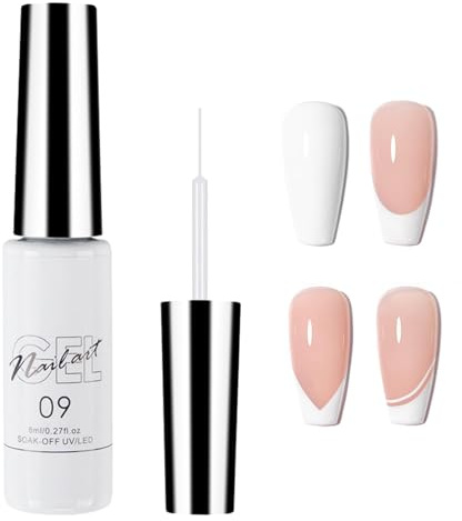 White Gel Nail Polish Liner,French Nail Art Design White Nail Polish UV/LED Nail Varnish For Painting & Liner Drawing, Women's DIY Home Salon, Gel Colours For Nails